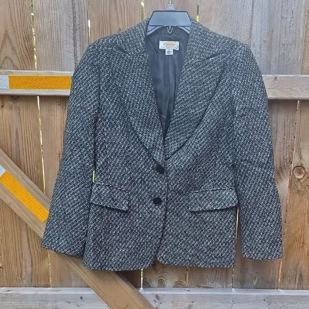 Talbots Black and White Textured Blazer